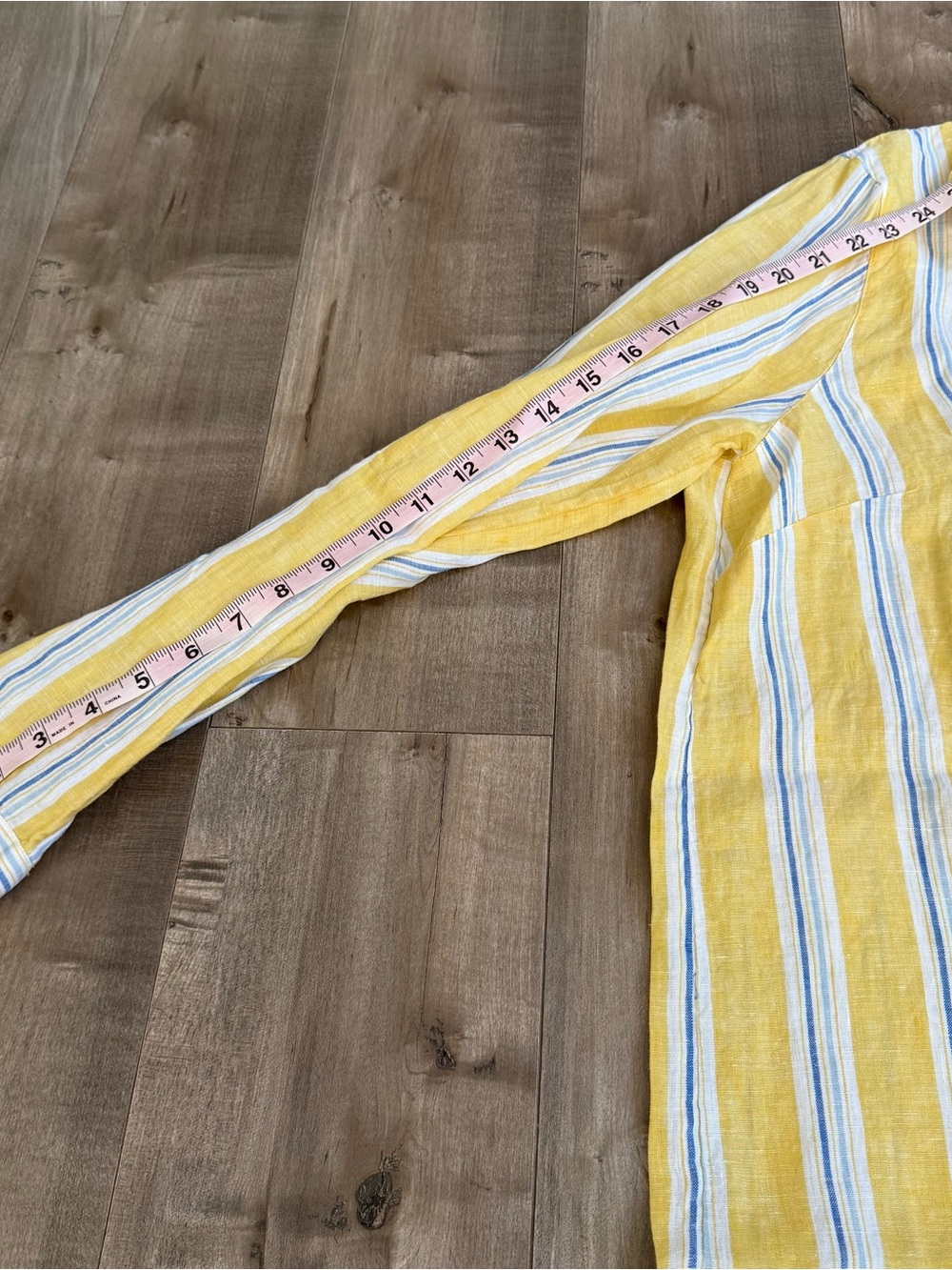 J Jill Love Linen Pullover Collared Shirt Yellow Stripe Large Preppy Boat Tunic - Picture 7 of 8